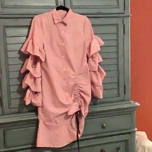 Red and white shirt dress.  Casual or dressy.